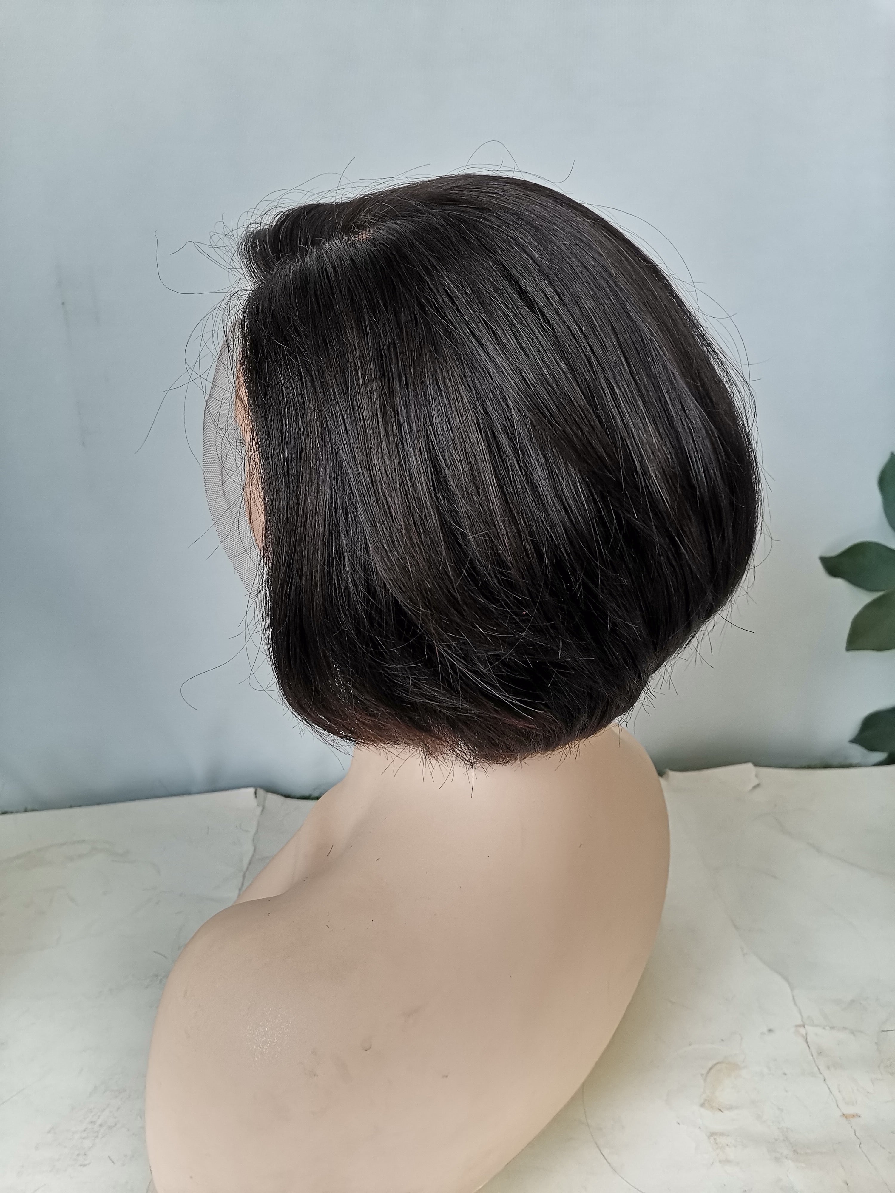Rose Hair Human Virgin Hair 8 Inches Straight Bob 13*6 Lace Front Wig 180% Density - Rose Hair