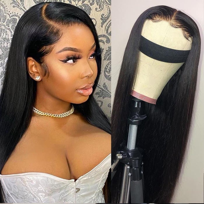 Cardi B Style Natural Black Straight 4*4 Closure Lace Wig
