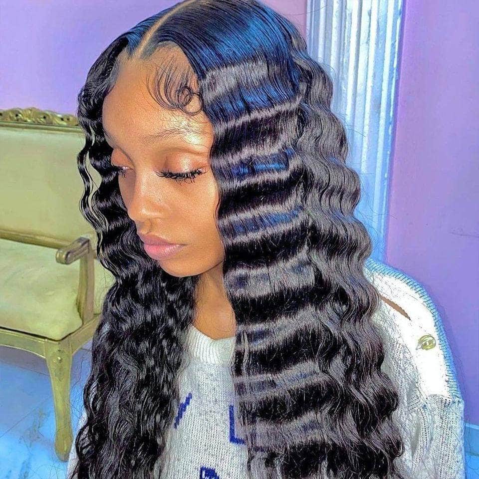 Rose Hair 13*4 Lace Frontal Deep Wave Brazilian Human Virgin Hair Wig