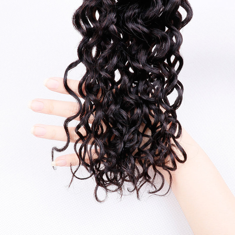 10A Grade Brazilian 4 Bundles Water Wave Human Virgin Hair With 13x4 Lace Frontal Pre Plucked - Rose Hair