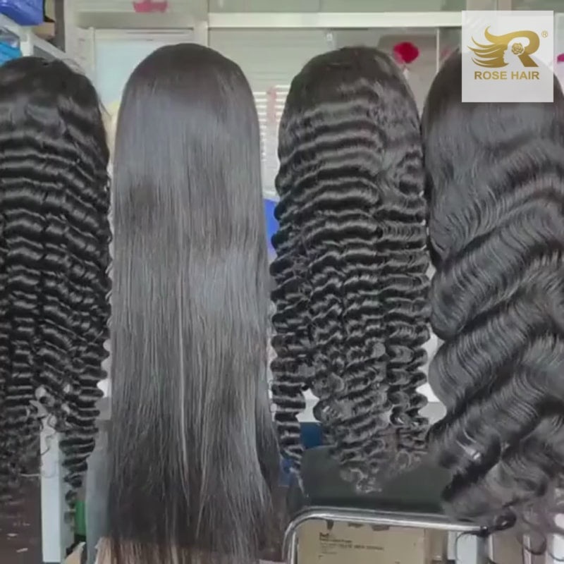Loose Deep Wave Frontal Wigs 180% Full Density Virgin Human Hair 13x4 Lace Wigs Natural Color