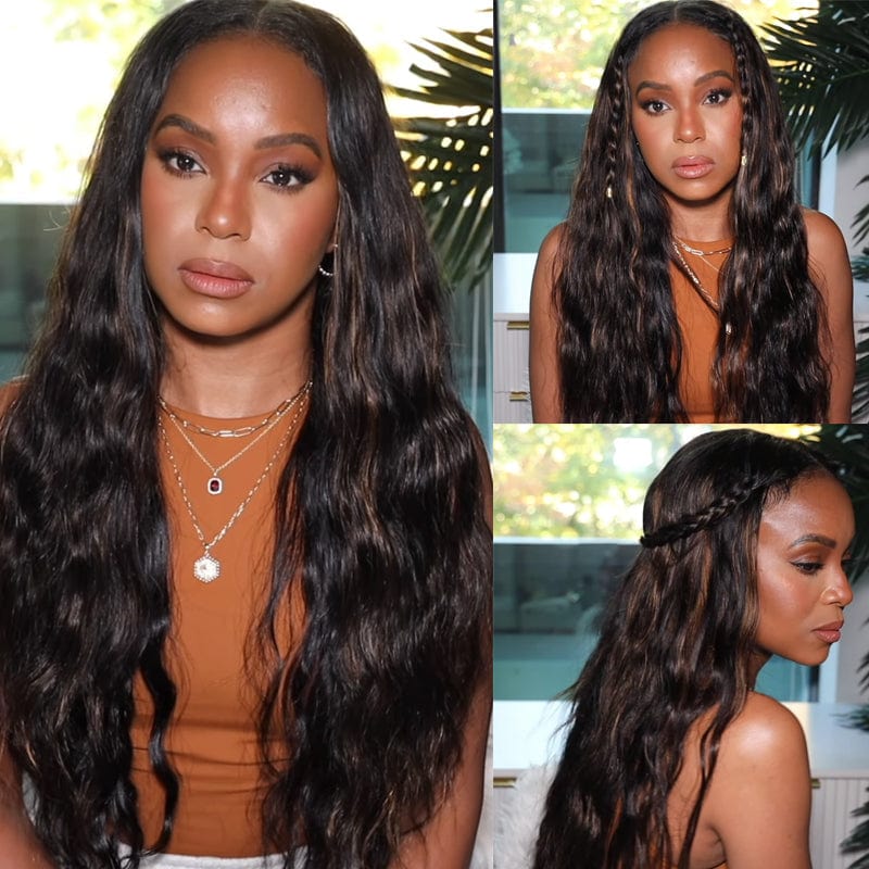 YTber Recommend Body Wave Upart Wigs Mixed Dark Auburn Colored Scalp Protective Human Hair Wigs