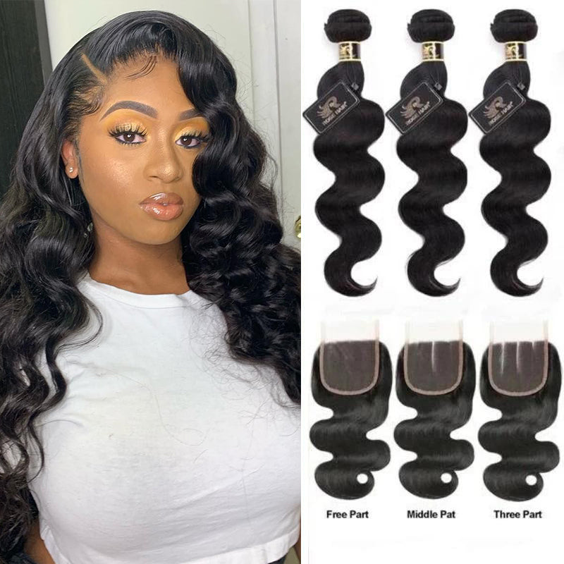 Rosehair 10A Grade Brazilian Body Wave 3 Bundles Virgin Hair With 4*4 Lace Closure - Rose Hair