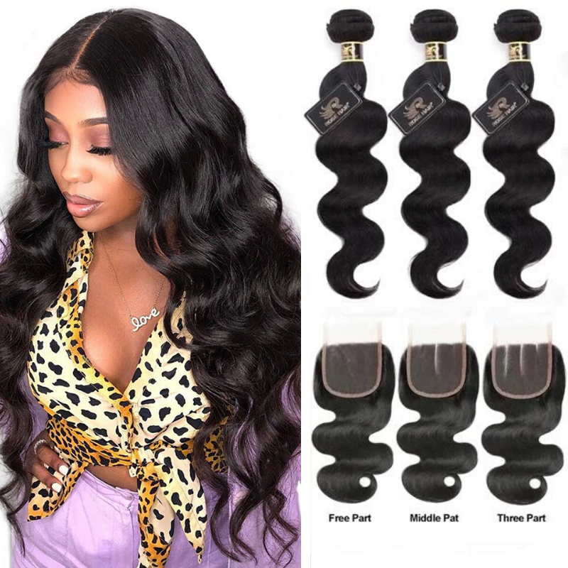 Rosehair 10A Grade Brazilian Body Wave 3 Bundles Virgin Hair With 4*4 Lace Closure - Rose Hair