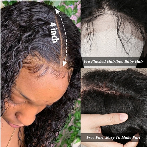 Rose Hair Water Wave/Kinky Curly/Yaki 13x4 HD Swiss Invisible Transparent Lace Frontal Wig