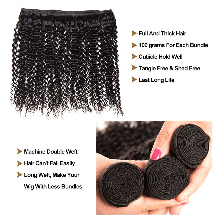 10A Grade 1PC Kinky Curly Best Brazilian Virgin Hair Bundles - Rose Hair