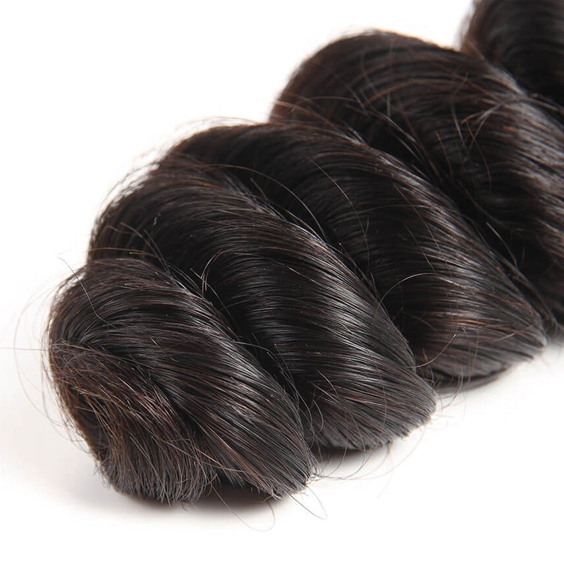10A Grade Brazilian 4 Bundles Loose Wave Human Virgin Hair With 13x4 Lace Frontal Pre Plucked - Rose Hair