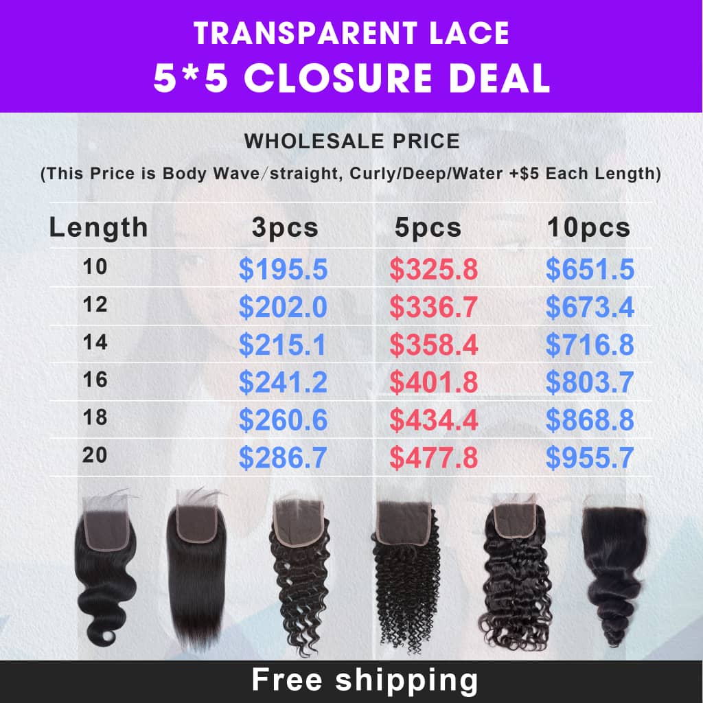 Wholesale Rosehair 5*5 Lace Frontal All Texture Brazilian Unprocessed Hair Deal - Rose Hair