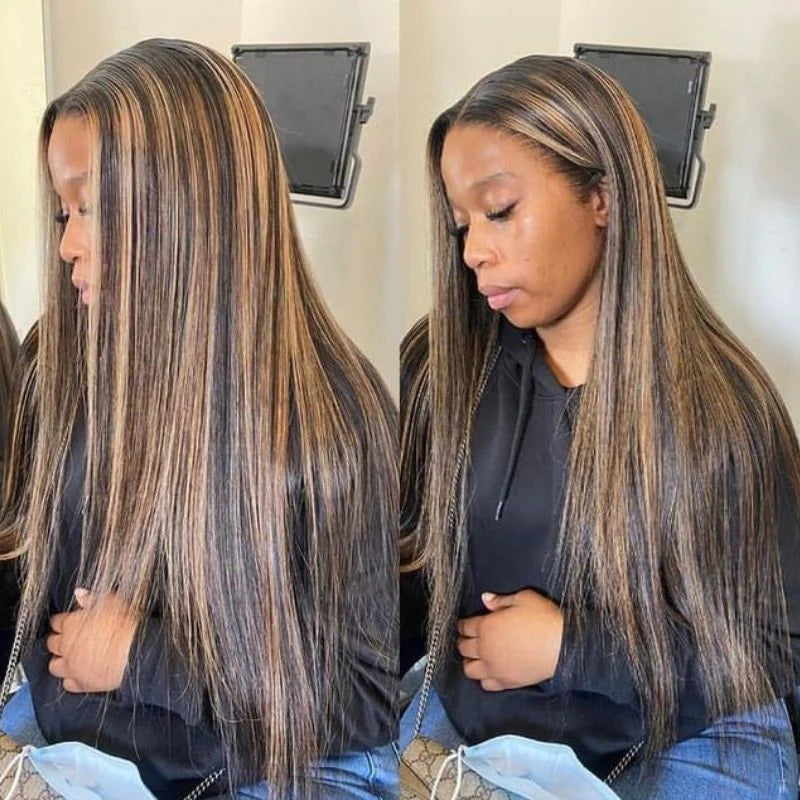Dark Root Balayage Color U Part Wig Glueless Natural Scalp Beginner Friendly V Part Wigs