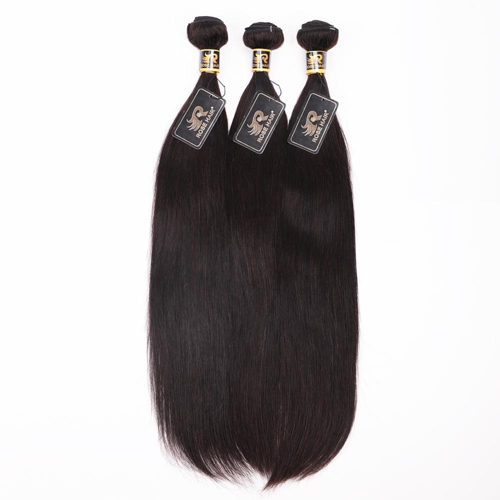 10A Grade Straight Pre Plucked 13x6 Lace Frontal with 3 Bundles Best Brazilian Virgin Hair - Rose Hair
