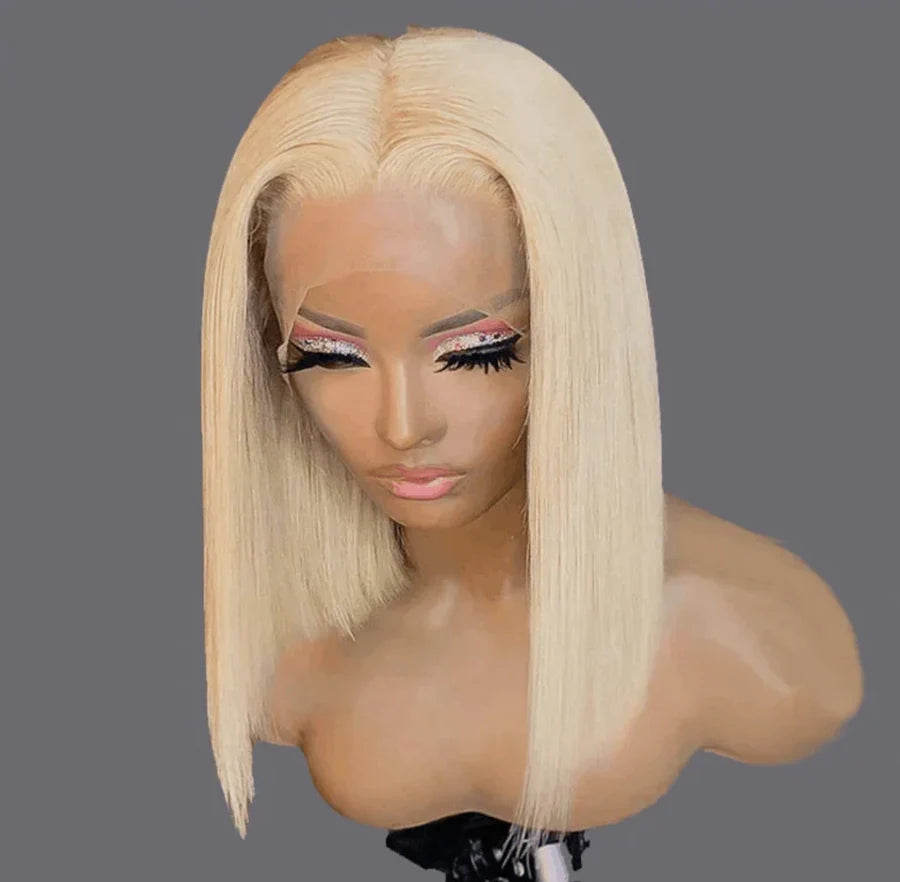 5*5 HD Lace Frontal Wig 613 Blonde Color Glueless Human Hair Wig Straight Hair 14"-30" Inch