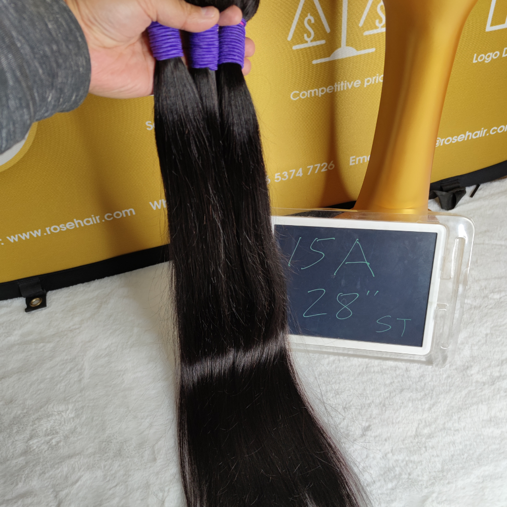 Rosehair 15A Grade 3 Bundles Straight Brazilian Virgin Human Unprocessed Mink Hair