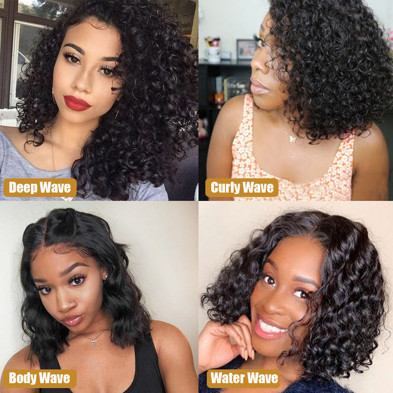 RoseHair 100% Human Hair 13x4 Lace Frontal Silky Bob Wig Blunt Cut Natural Color All Texture - Rose Hair