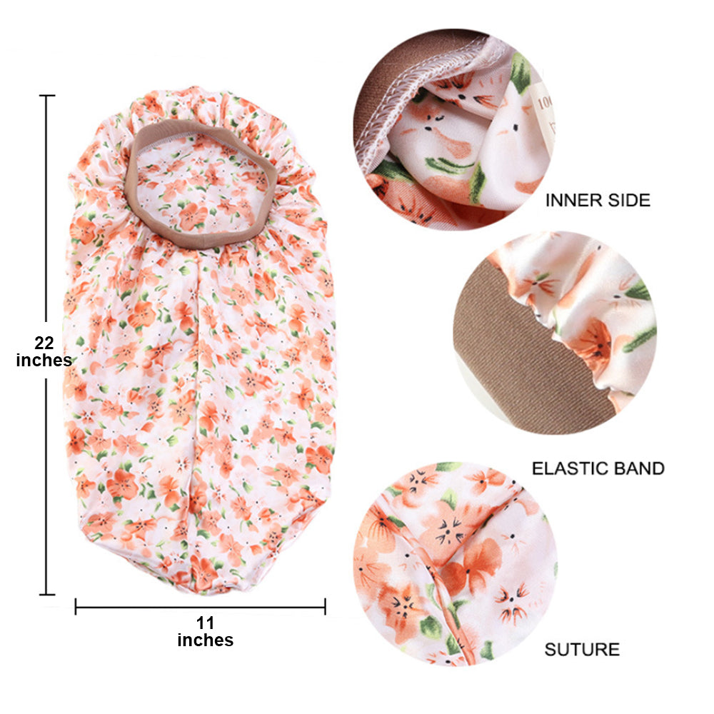 Rosehair Long Satin Bonnet Sleep Cap Hair Loose Cap Large Silk Bonnet Wide Band Night Sleeping Hat for Braid Long Natural Hair - Rose Hair