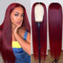 Rose Hair Vibrant Burgundy Lustrous Silky Straight Lace Frontal Wig - Rose Hair