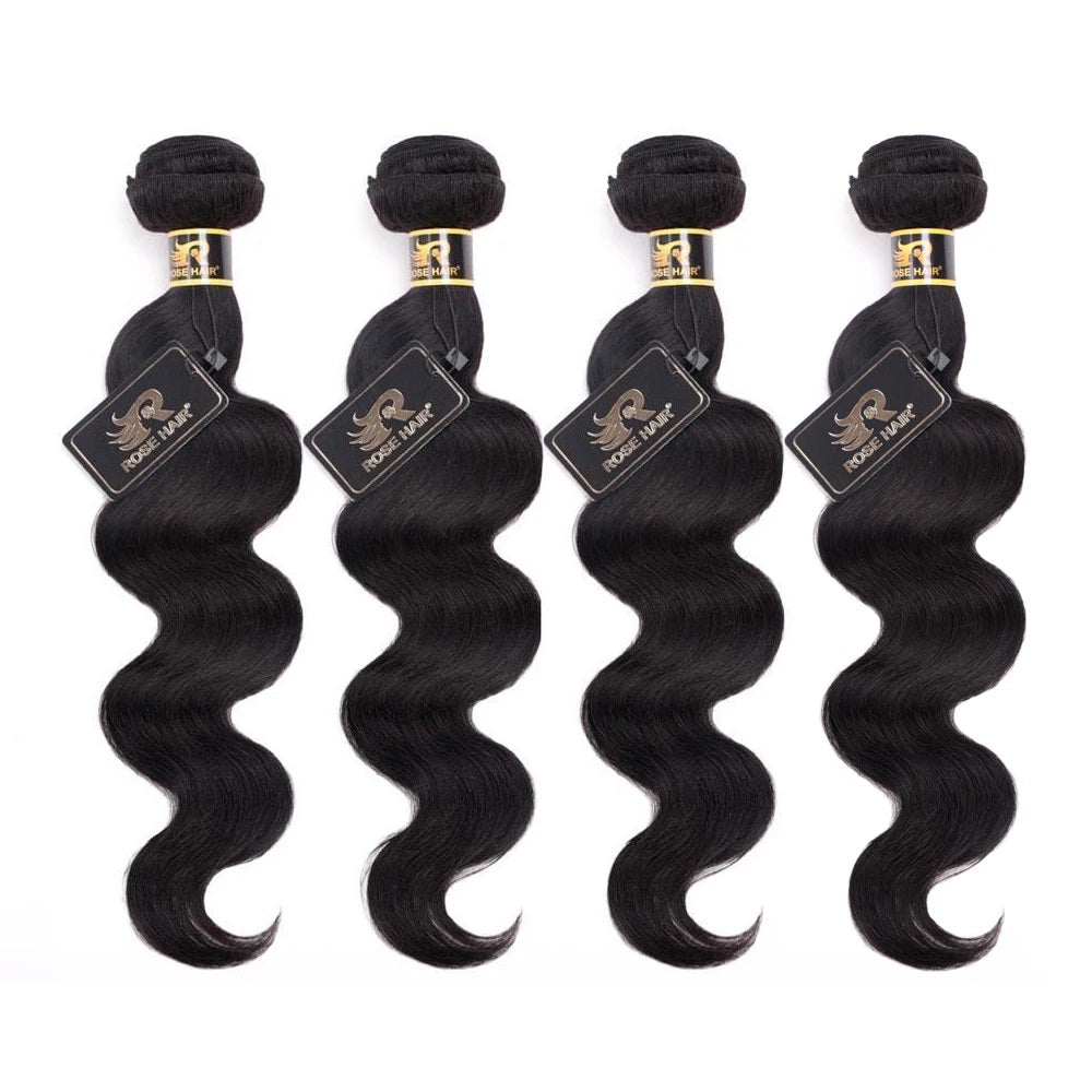 10A Grade Pre Plucked 13x6 Lace Frontal With 4 Bundles Best Brazilian Human Virgin Hair Body Wave - Rose Hair