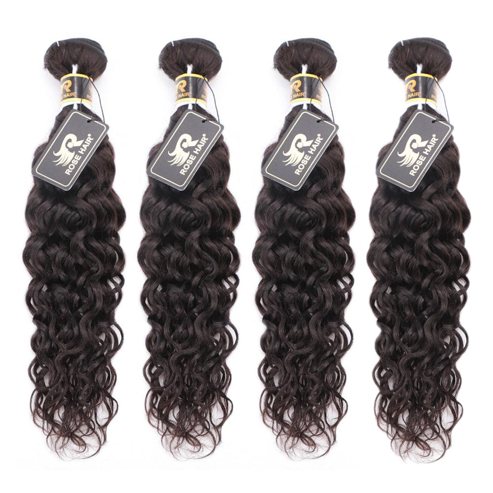 10A Grade 4PCS Water Wave Best Brazilian Virgin Hair Bundles - Rose Hair