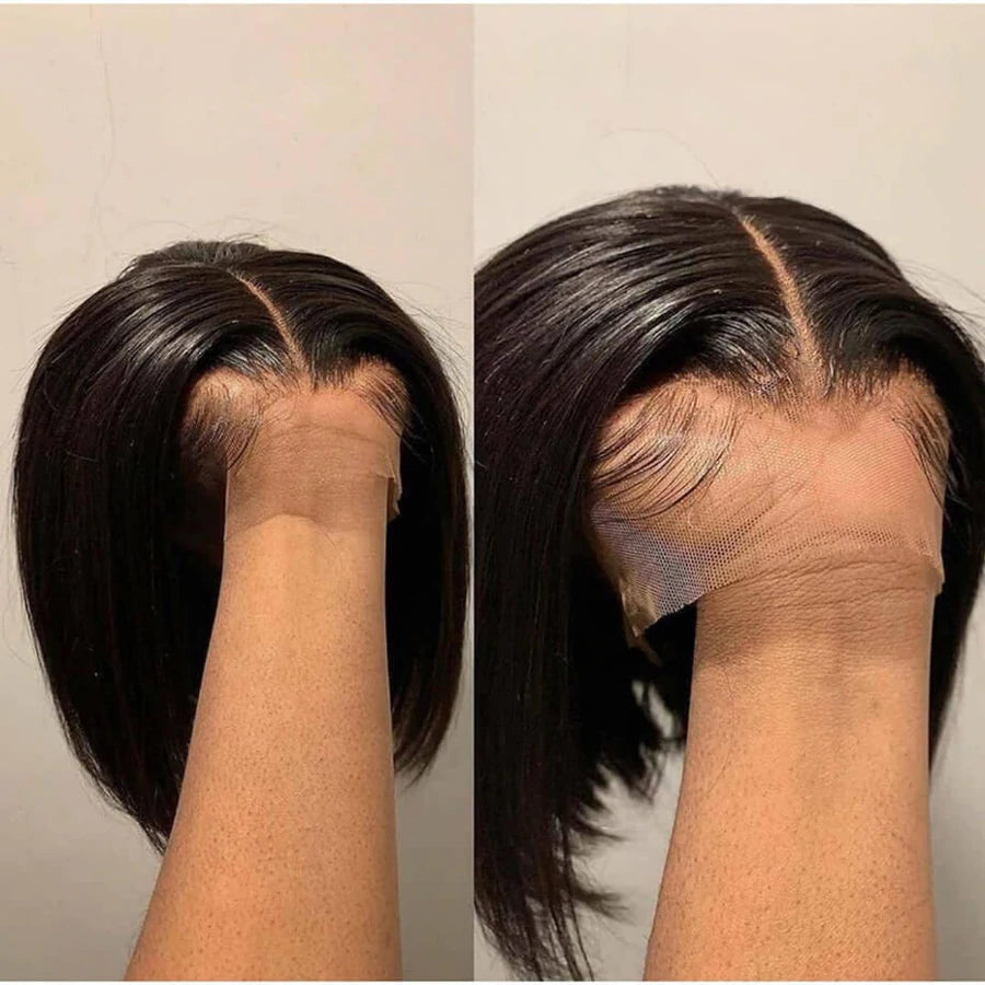 Short Straight Hair Bob Wig 4x4 Tranparent Lace Closure 100% Virgin Human Hair Wig-Rosehair