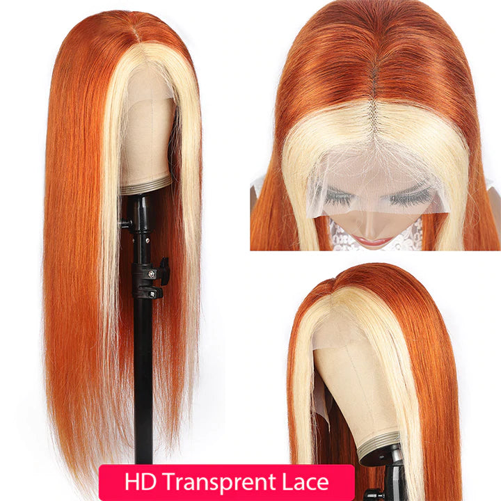 Ginger Blonde Straight Lace Front Wig Colored Human Hair Wigs Orange Brazilian Lace Closure Wig