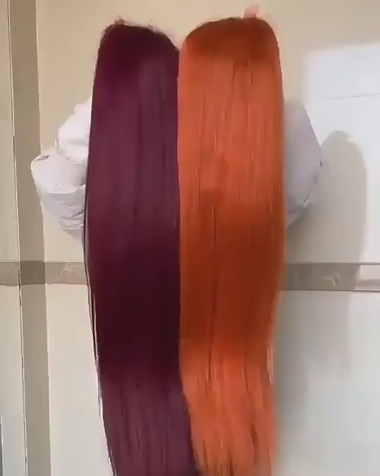 Ginger Orange Colored 13x4 HD Lace Front Wig Human Hair Wigs With Baby Hair