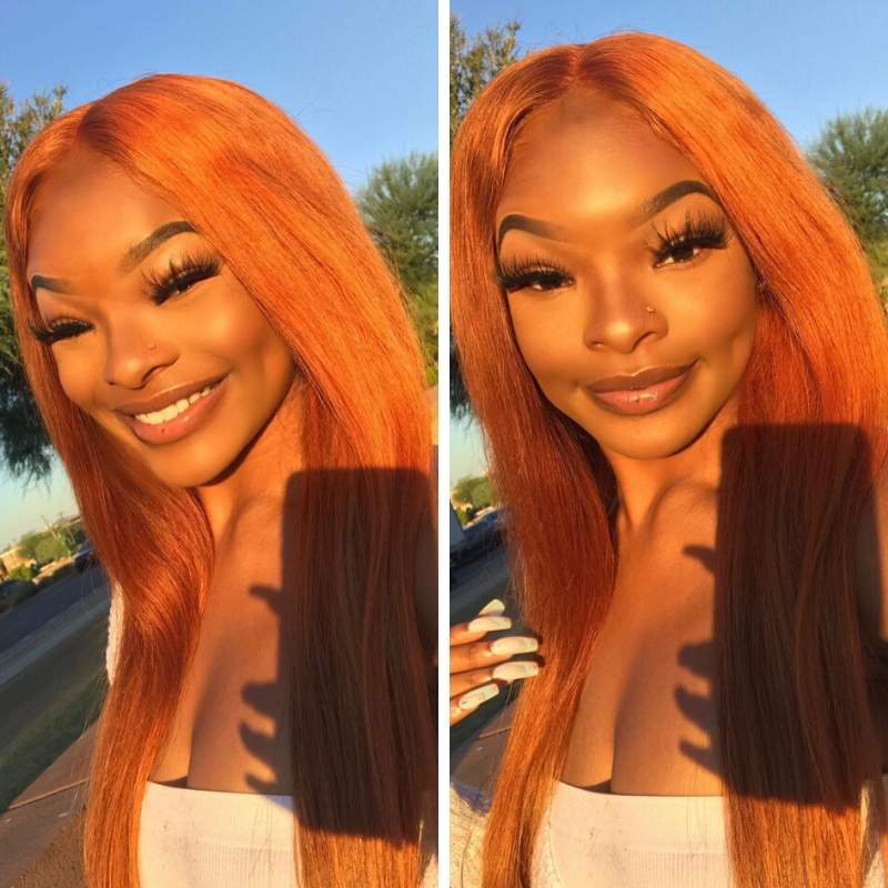 Rose Hair Human Brazilian Virgin Orange Color Hair Lace Frontal Wig 2020 New Fashion Hairstyle - Rose Hair