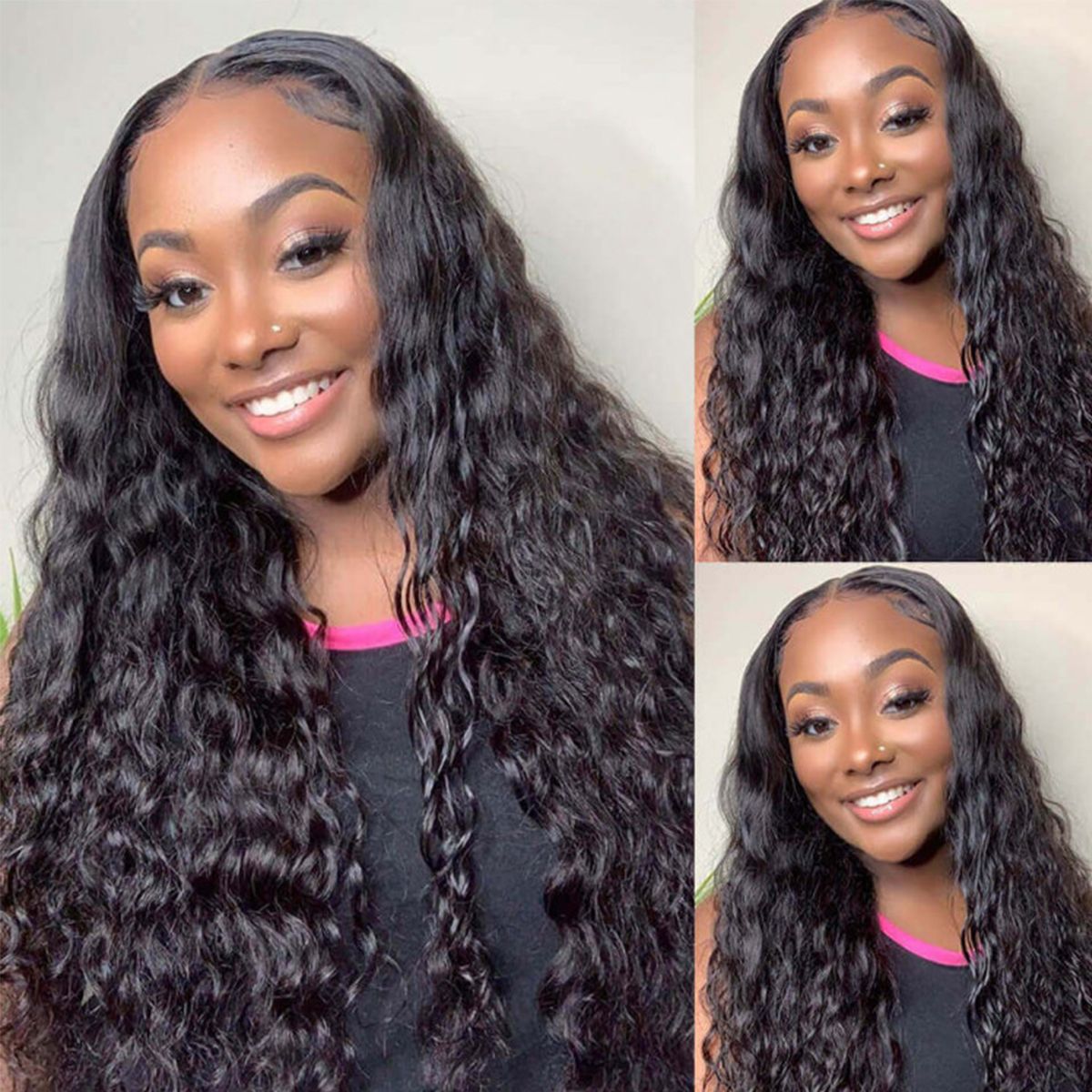Rose Hair Water Wave Human Virgin Hair Wig 4*4 Lace Closure Wig