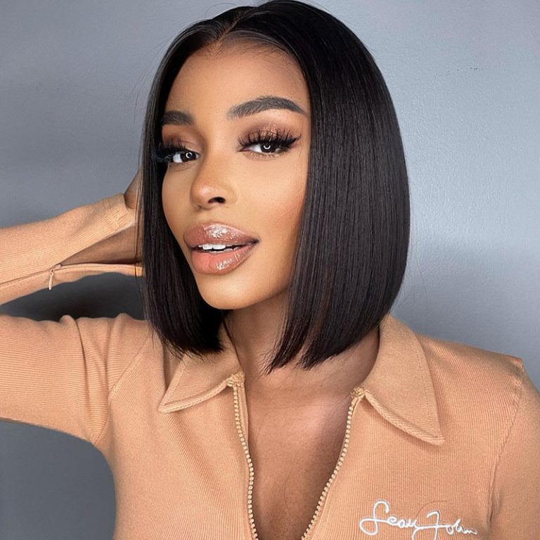 Glueless Short Bob Wig Straight 5×5 Invisible HD Lace Closure Wig 150% Density