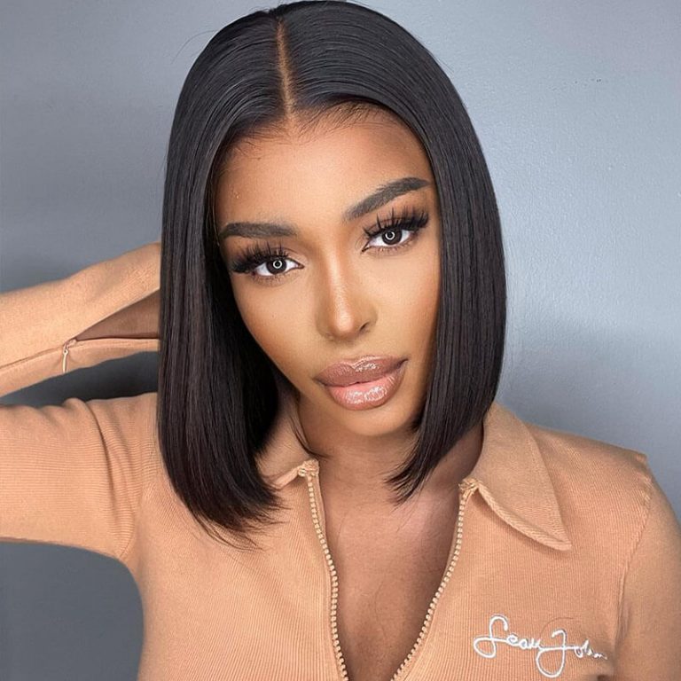 Glueless Short Bob Wig Straight 5×5 Invisible HD Lace Closure Wig 150% Density