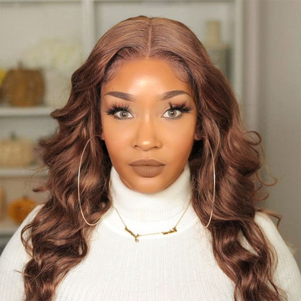 Chestnut Brown Hair Color Glueless 13x4 Lace Wigs Brown Hair Wig