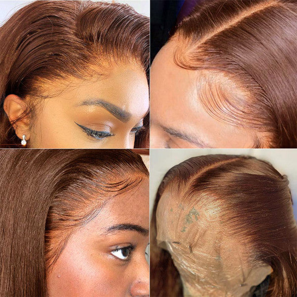 Chestnut Brown Hair Color Glueless 13x4 Lace Wigs Brown Hair Wig