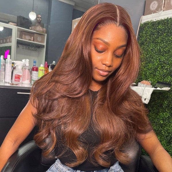 Chestnut Brown Hair Color Glueless 13x4 Lace Wigs Brown Hair Wig
