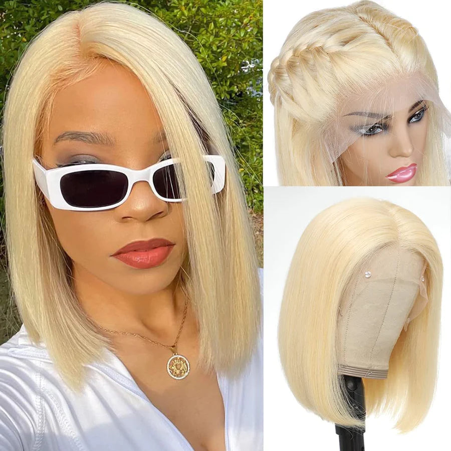 5*5 HD Lace Frontal Wig 613 Blonde Color Glueless Human Hair Wig Straight Hair 14"-30" Inch