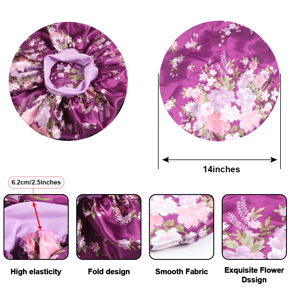 Rosehair Long Satin Bonnet Sleep Cap Hair Loose Cap Large Silk Bonnet Wide Band Night Sleeping Hat for Braid Long Natural Hair - Rose Hair