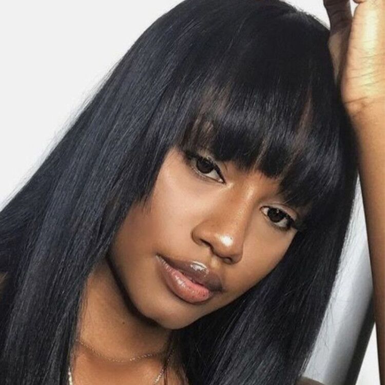 RoseHair 15A Brazilian Straight Hair Human Hair Wig Bob Wig With Free Part Bangs Machine Made Glueless Breathable Wig Supper Soft Affordable - Rose Hair