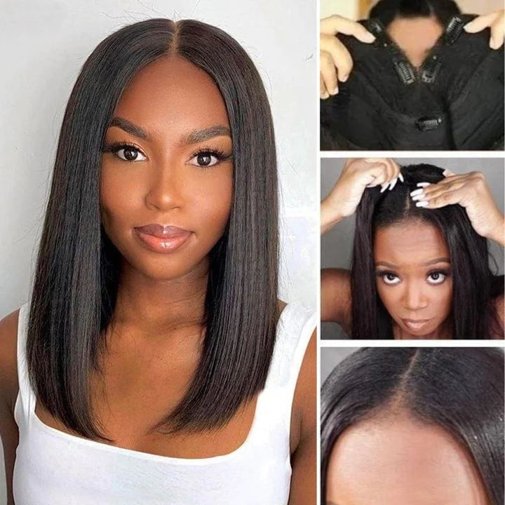 Short Straight Bob V Part Wigs Meets Real Scalp No Leave Out Beginner Friendly Easy Wear
