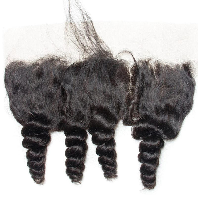 10A Grade Brazilian 4 Bundles Loose Wave Human Virgin Hair With 13x4 Lace Frontal Pre Plucked - Rose Hair