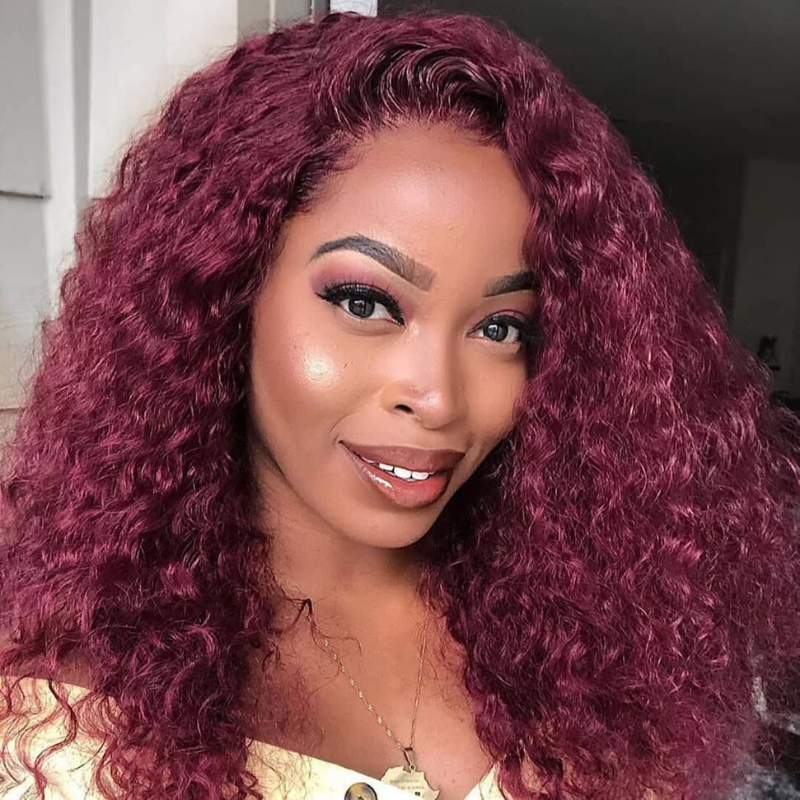 RoseHair 13*4 Lace Frontal Deep Wave Wig Burgundy Red Color Human Virgin Hair - Rose Hair