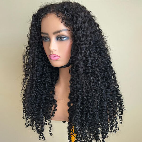 New Transparent 13x4 Lace Front Wig Kinky Curly Wigs With Natural 4C Edges Curly Baby Hair