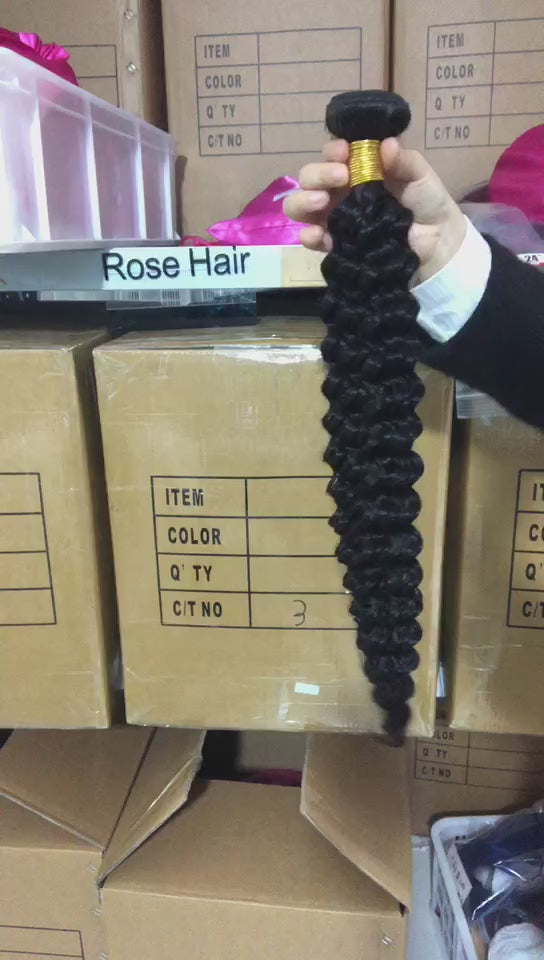 10A Grade Brazilian 4 Bundles Deep Wave Human Virgin Hair With 13x4 Lace Frontal Pre Plucked