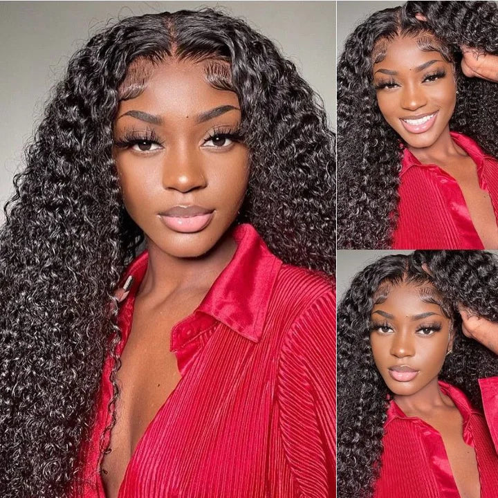Rose Hair 13x4 HD Transparent Lace Front Wigs Jerry Curly Glueless Lace Wigs