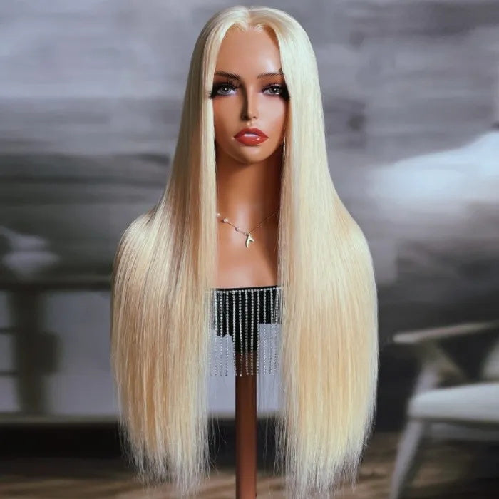 Rose Hair Glueless 613 Blonde 13x4 HD Lace Frontal Straight Wig With Natural Hairline