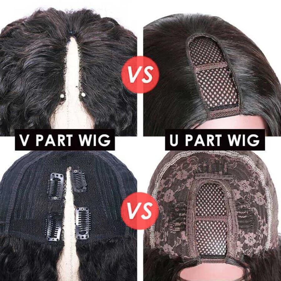 Kinky Straight V-part Wigs No Leave Out Natural Looking Yaki Wigs 180% Density