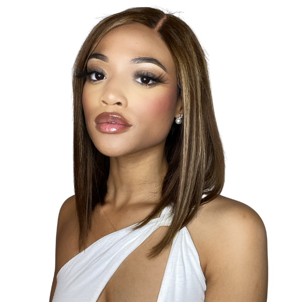 FLASH SALE | Highlights Bronze Brown Bob Wig Glueless T Part Simple Lace Wig