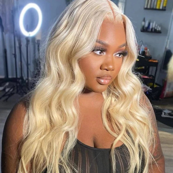 5*5 Lace Closure Wig Blonde 613 Color Human Hair Wig Body Wave Can Be Dyed 12-26 Inch