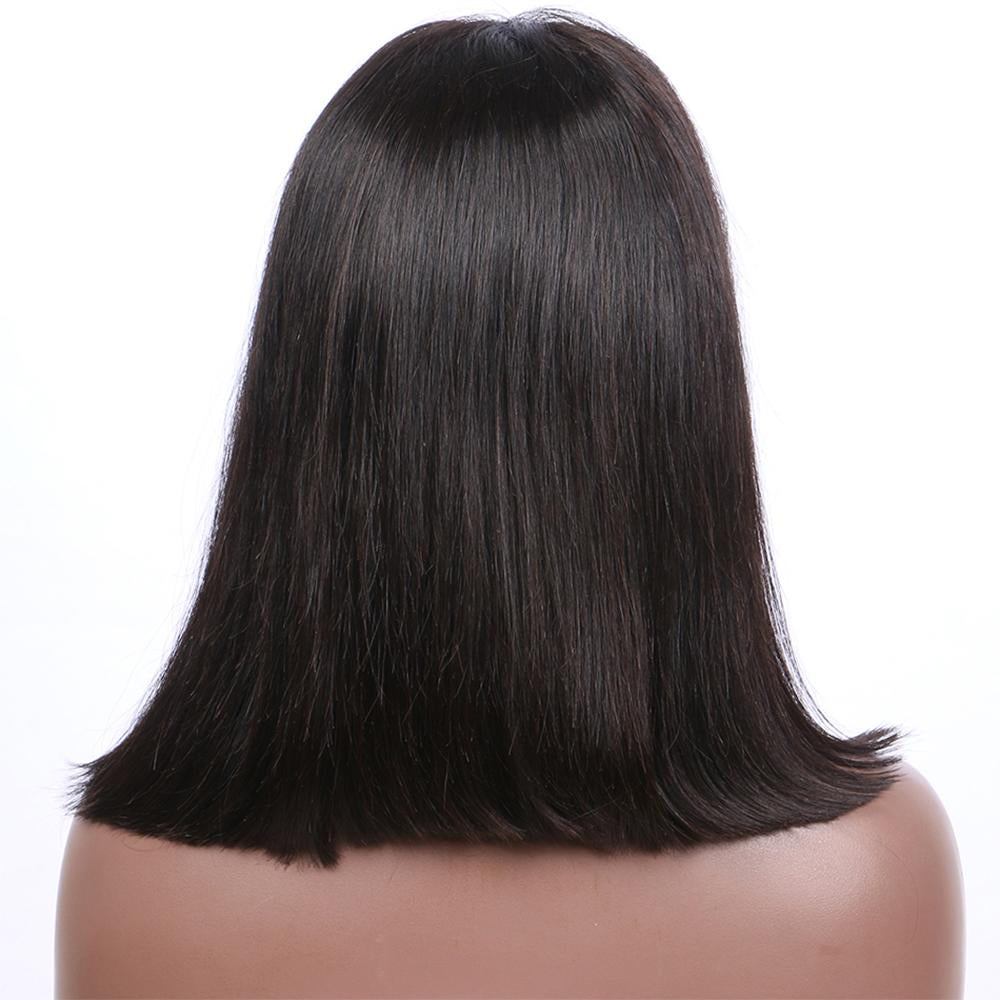 13x4 Bob Best Lace Front Wig 100% Human Virgin Hair Lace Wig with Bangs - Rose Hair