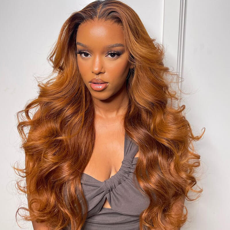Ombre Brown Body Wave Human Hair HD Lace Front Wigs Natural Hairline With Baby Hair