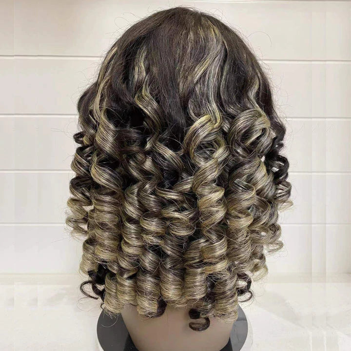 Bouncy Curls Human Hair Wig 13x4 HD Lace Frontal Pre Plucked Hairline Natural Looking Wig For Black Women Rose Hair