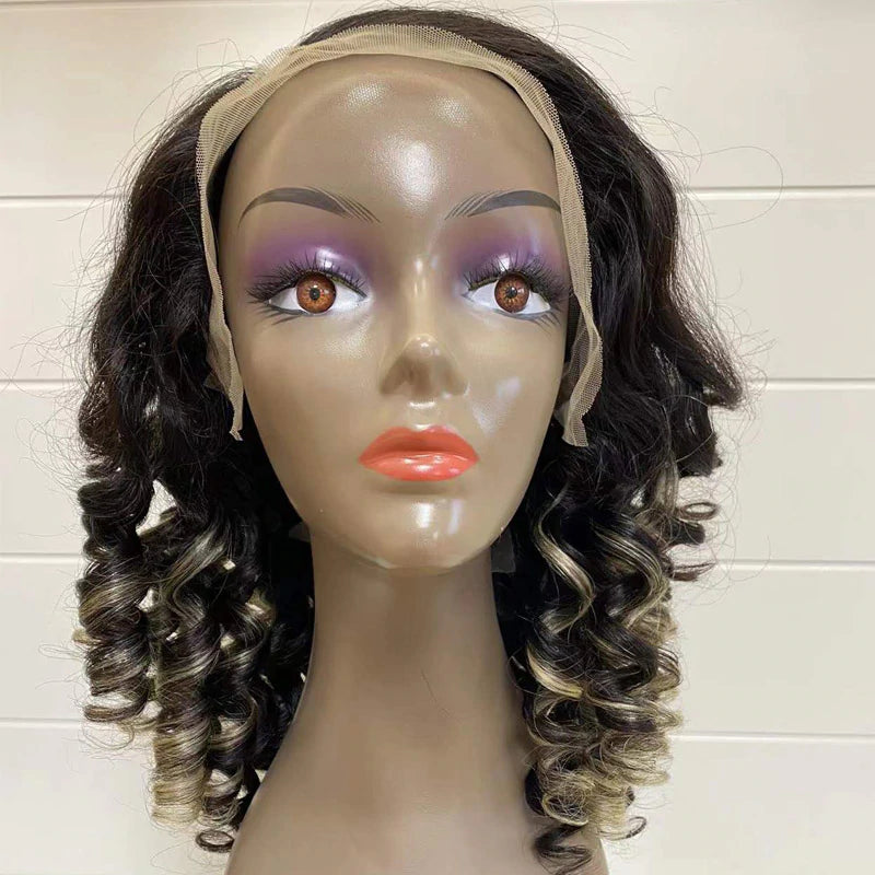 Bouncy Curls Human Hair Wig 13x4 HD Lace Frontal Pre Plucked Hairline Natural Looking Wig For Black Women Rose Hair