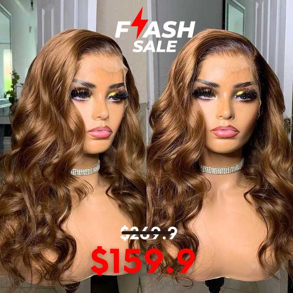 FLASH SALE | 13x4 Lace Frontal Wig Bronze Brown Color 180% Density Glueless Wig