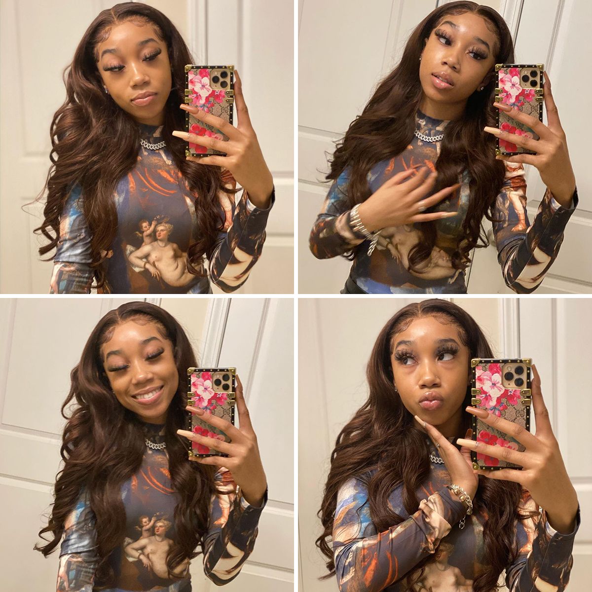 Rose Hair Brown Color Body Wave 13×4 Lace Front Wigs 180% Density